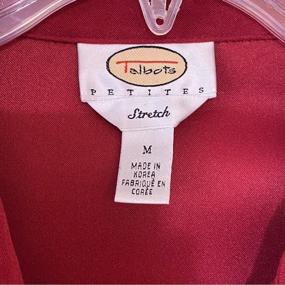Talbots Shacket Long Sleeve Button Down Top Red Sz MP - Picture 2 of 8